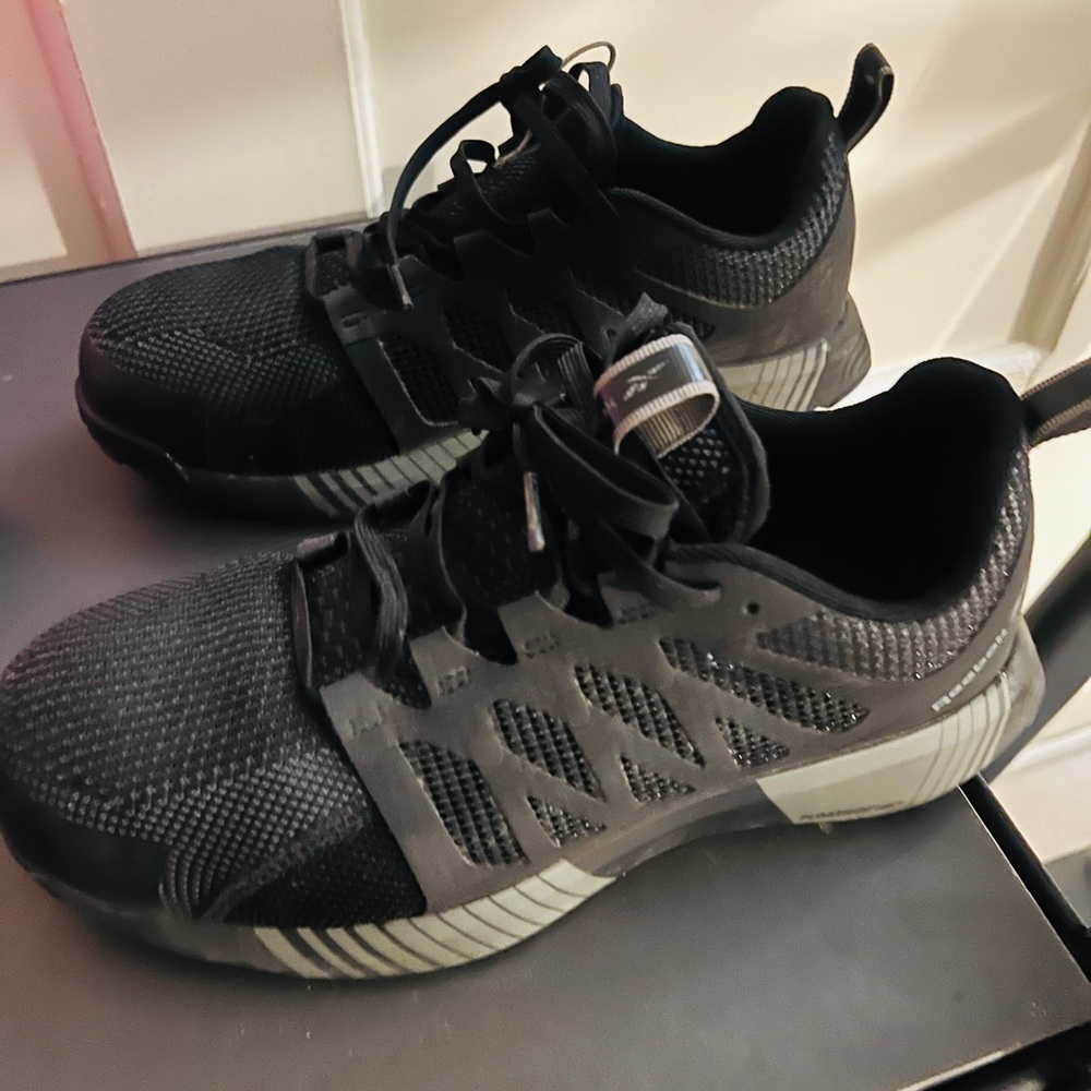 Reebok Black and Gray Women's  toe steel shaft shoes Sneakers